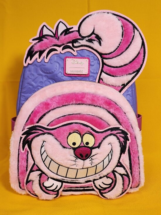 Loungefly Disney Alice in Wonderland Cheshire Cat Fuzzy Pink Mini Backpack NEW main image 6